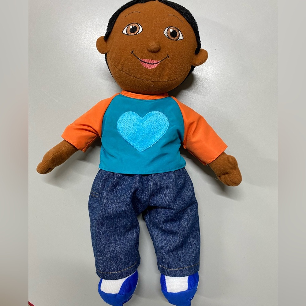 Multicultural Excellerations Doll with Orange and Blue Outfit EUC